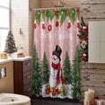 thumbnail image 3 of Shower Curtain 66"W x 72"L Snowman Christmas Trees Pink Texture Fabric Shower Curtains Set with Hooks Water Repellent Bathroom Curtains Machine Washable Bathroom Accessories, 3 of 7