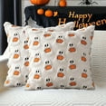 thumbnail image 4 of Leutsin Halloween Pumpkin Ghost Pillow Covers Decorative Fall Cute Ghost Plush Faux Fur Pillows 18x18 Inch Soft Pumpkin Accents for Sofa Couch Bed Living Room Festive Home Decor,White Orange, 4 of 6