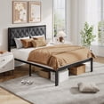 thumbnail image 4 of Bolvdo Full Upholstered Bed Frame with Tufted Headboard, Heavy-Duty Metal Support, Noise-Free, No Box Spring Needed, Easy Assembly, Grey, 4 of 7