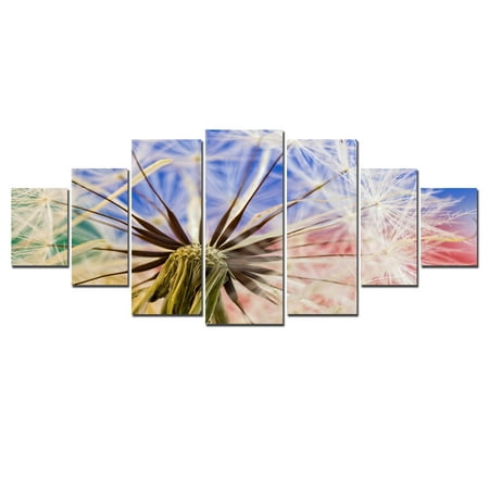 Large Dandelion Startonight Huge Canvas Wall Art Dandelion, USA Large Home Decor, Dual View Surprise Artwork Modern Framed Wall Art Set of 7 Panels Total 39.37 x 94.49 inch ()