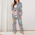 thumbnail image 2 of Fuzoiu Cute Geese Print Women's Long-Sleeved Pajama,Lounge Button Down Nightwear,Womens Notch Collar Pajama Set-Medium, 2 of 7