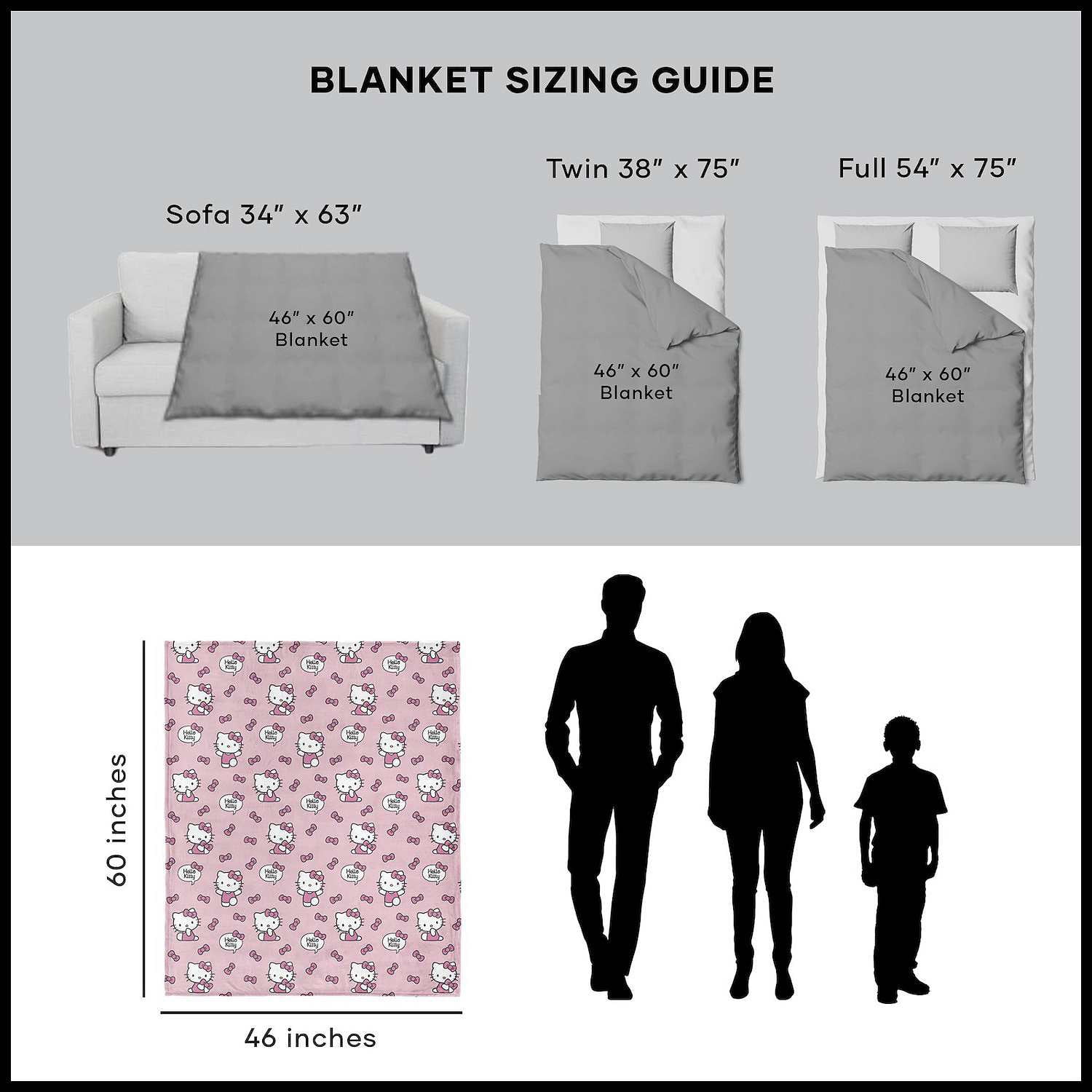 Hello Kitty Let's Bow Pink Silk Touch Throw Blanket