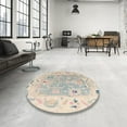 thumbnail image 4 of Ahgly Company Machine Washable Indoor Round Abstract Sage Green Area Rugs, 3' Round, 4 of 7