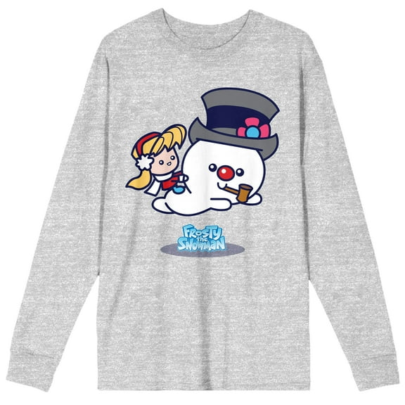 Frosty The Snowman and Karen Men's Athletic Heather Gray Long Sleeve Shirt-Medium
