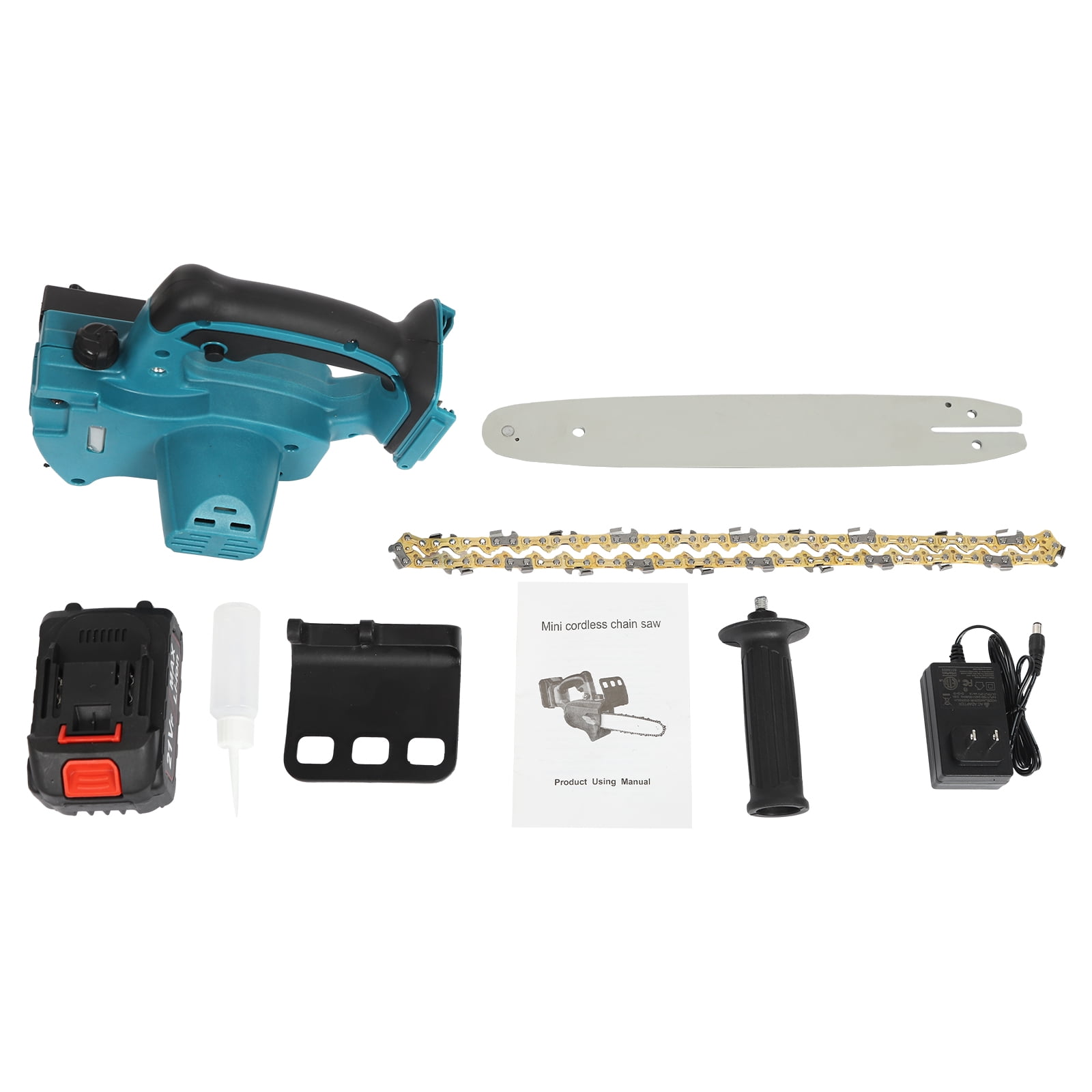 Lithium-Ion Electric Chainsaw with Sub-handle – SK5 Manganese Steel Chain, 32.81ft/s Cutting Speed, Blue – for Garden Pruning