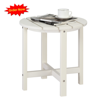 Tcbosik 18" Round Side Table, Outdoor End Table for Patio, Garden, Backyard, Easy Assembly, White