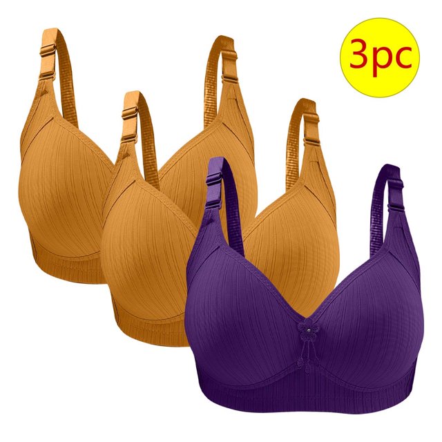 Bras for Women, 3PC Womans Large Size Solid Color Without Steel Ring Gathering Comfortable Bras Daily Bra