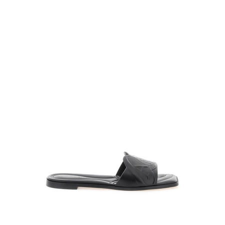 

Alexander Mcqueen Leather Slides With Embossed Seal Logo Women