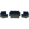thumbnail image 3 of Modway Summon 5 Piece Outdoor Patio Sunbrella® Sectional Set in Canvas Navy, 3 of 8