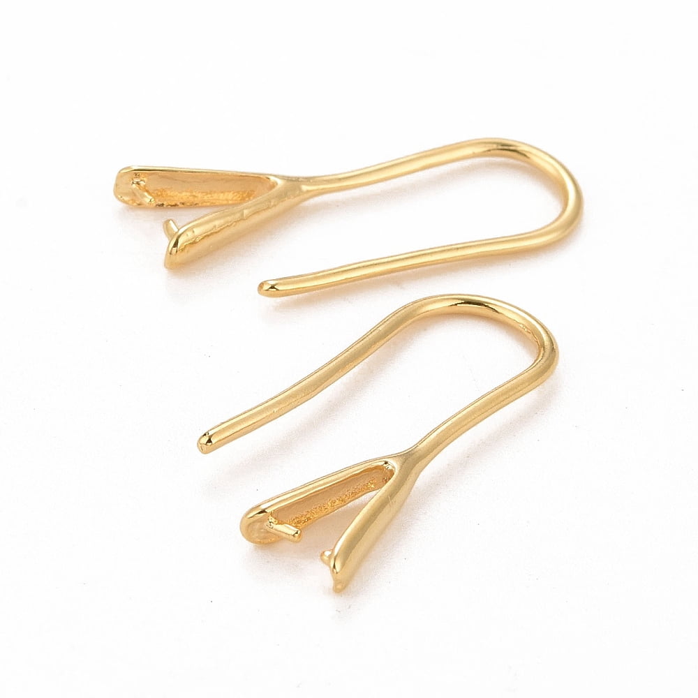 Rack Plating Eco-friendly Brass Earring Hooks with Ice Pick Pinch Bails Lead Free & Cadmium Free Real 24K Gold Plated 21x2.5mm 24 Gauge Pin: 0.5mm and 1mm
