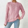 thumbnail image 2 of GigrtiJin Women鈥榮 Knit Sweater Casual Solid Color Crewneck Buttons Long Sleeve Tops Trendy Pullover Blouse, 2 of 3
