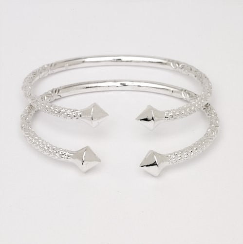 West Indian Bangle in .925 Sterling Silver Diamante pattern with Mechanic Spanner Heads and .150 thickness **CLEARANCE**