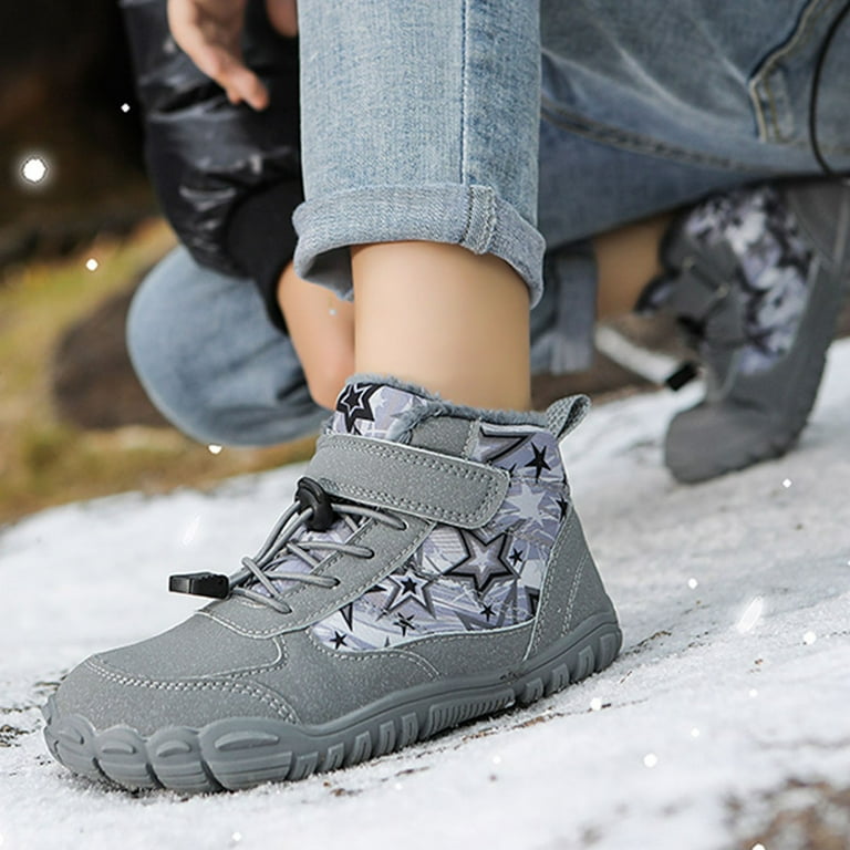 Mepaouo Kids Winter Snow Boots Boys Girls Wide Toe Box Barefoot