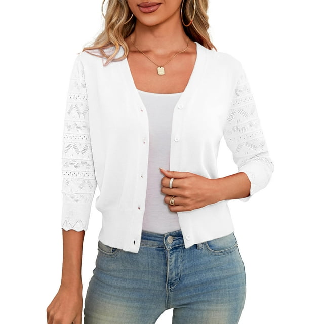 Jersey LIENRIDY, chaqueta corta con botones de manga 3/4, talla M