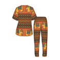 thumbnail image 4 of Womens Pajamas Set Loungewear Short Sleeve Top Pants Soft Sleepwear Pjs Sets, Indian Traditional Elephant Ethnic, 4 of 6