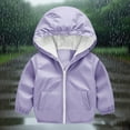 thumbnail image 2 of Jinhomg Kids Rain Jackets Boys Girls Zip Up Windbreakers Lightweight Waterproof Hooded Raincoats Outdoor Hiking Coat with Pockets Purple 120, 2 of 9