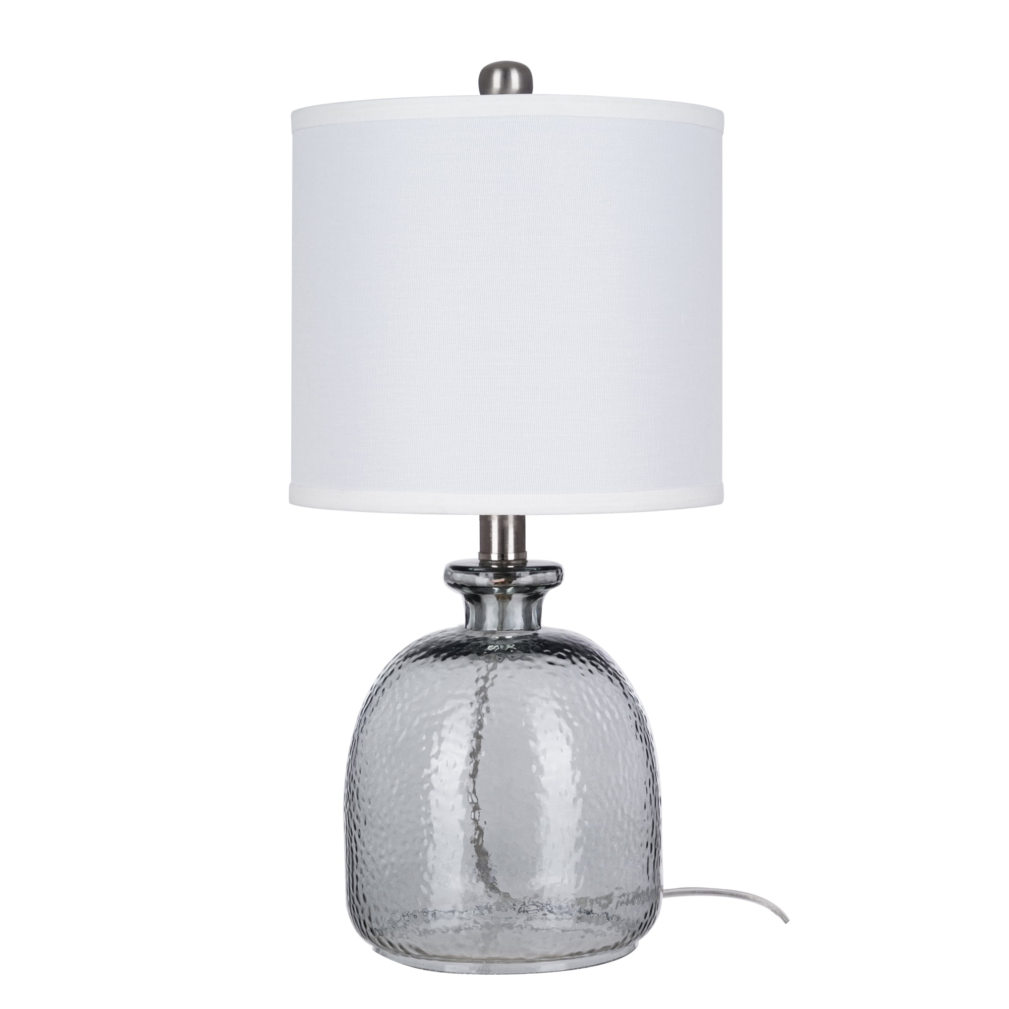 Cresswell Lighting 18.5" Coastal Smoke Grey Textured Glass Table Lamp