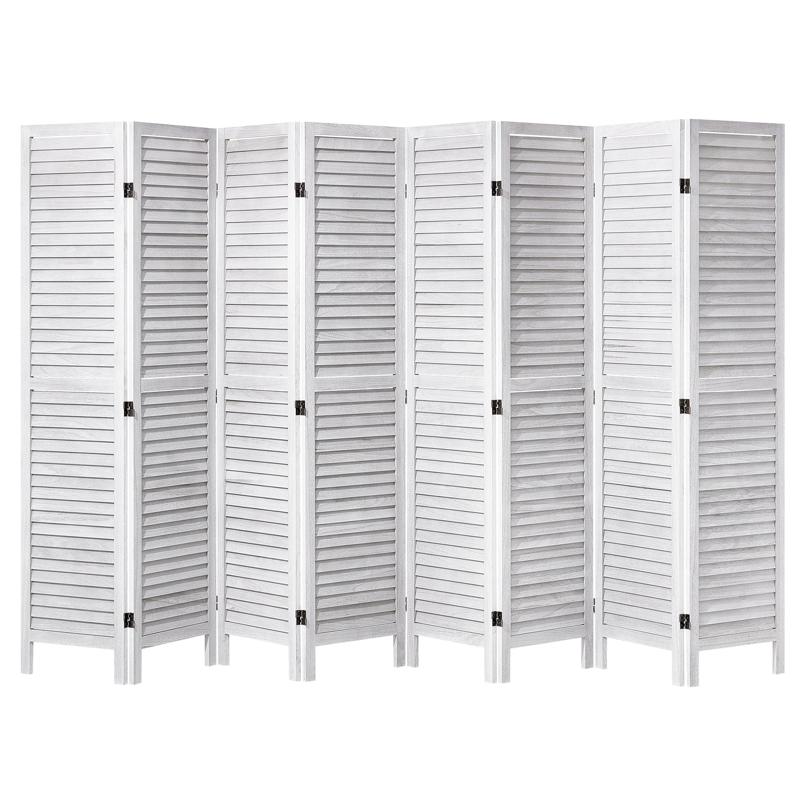 KFFKFF Wooden Partition, 8-Panel Folding Privacy Barrier, 66.9 Inches High Indoor Slatted Wood Divider, Movable Decorative Screen, Suitable for Home, Office, Dining Area & Sleeping Quarters