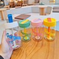 thumbnail image 1 of PENGXIANG 600ML Straw Cup with Lid Good Sealing Anti-fall Heat Resistant Letter Pattern Food Grade Water Bottle Home Supply, 1 of 8