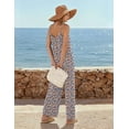 thumbnail image 3 of Ekouaer Wide Leg Jumpsuits for Women Casual Overalls Sleeveless Vacation Outfits One Piece Boho Printed Romper with Pocket, 3 of 6
