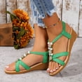 thumbnail image 2 of Fiaer Wedge Sandals with Arch Support for Women Stylish Casual Open Toe Slingback Shoes Summer Dressy Beach Vacation Walking Low Dress Sandals Light Green 9, 2 of 9