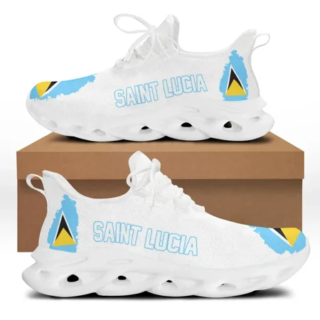 

Saint Lucia Flag Print Lace up Mesh Swing Sneakers Lightweight Casual Platform Shoes for Women Comfort Zapatos