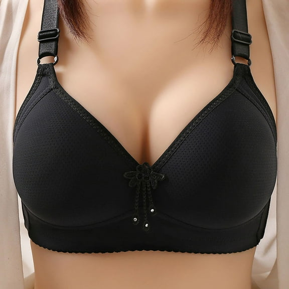 KIHOUT Bras for Women Plus Size Women's Embroidered Glossy Comfortable Breathable Bra Underwear No Rims