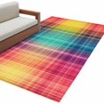 thumbnail image 2 of 3'x5' Area Rugs, Colorful Plaid Indoor Outdoor Area Rug for Living Room Bedroom, Modern Chic Rainbow Gradient Striped Washable Bathroom Rugs Kitchen Floor Carpet Mats Home Decor Aesthetic, 2 of 8