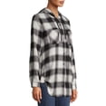 thumbnail image 4 of No Boundaries Juniors' Hooded Plaid Flannel Shirt, 4 of 6