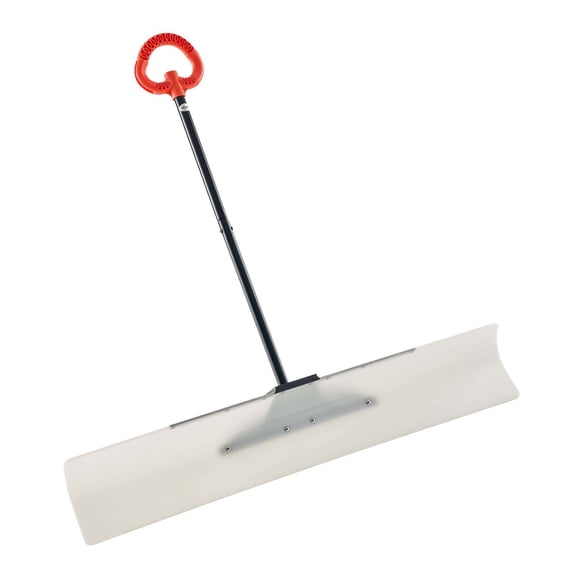 48in Wide Snow Pusher Plow, Heavy-Duty Polyethylene Blade & Ergonomic Grip, for Quick Driveway Clearing