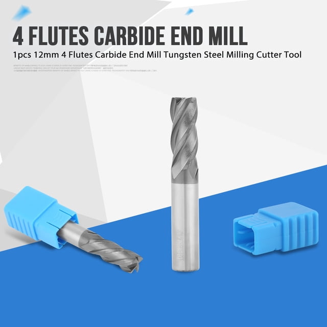 pieza de fresa de carburo de tungsteno de 4 flautas y vástago recto de 12 mm x 75 mm