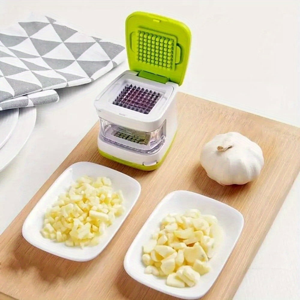 Multifunctional Manual Garlic Chopper & Press - Stainless Steel Kitchen Tool, Easily Chop Garlic, No Electricity Required