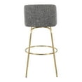 thumbnail image 5 of Toriano 30" Grey Fabric Bar Stools (Set of 2) - Swivel, Gold Metal Frame, Round Footrest. Modern Kitchen/Bar Furniture. Fixed Height. Indoor Use., 5 of 6