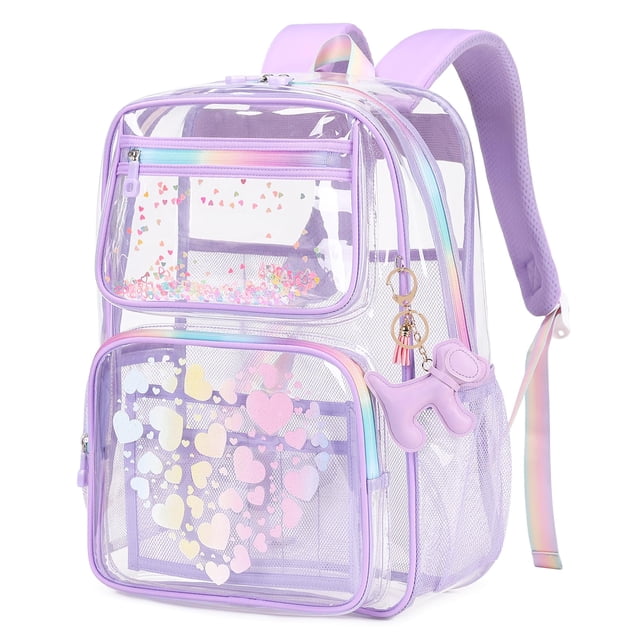 Mochila transparente MOONBABY Lovely para niñas en edad escolar, color morado