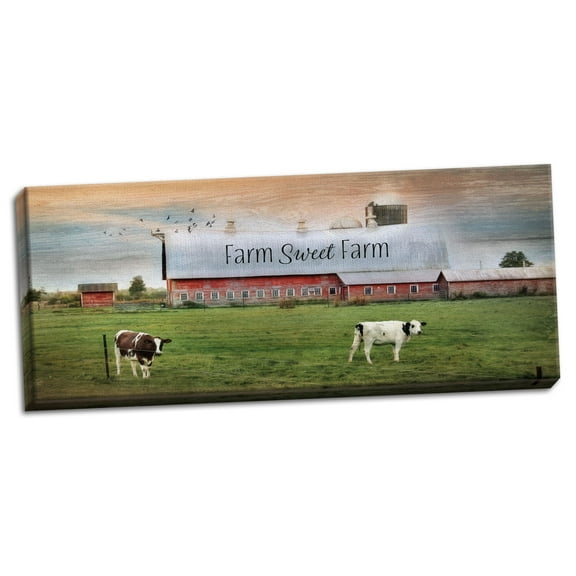 Gango Home Decor Country-Rustic Farm Sweet Farm by Lori Deiter (Ready to Hang); One 20x8in Hand-Stretched Canvas