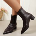 thumbnail image 5 of Heisall Women's Boots Back Zipper Pointed Toe Chunky Heel Mid Heel Ankle Boots Fashion Casual, 5 of 8