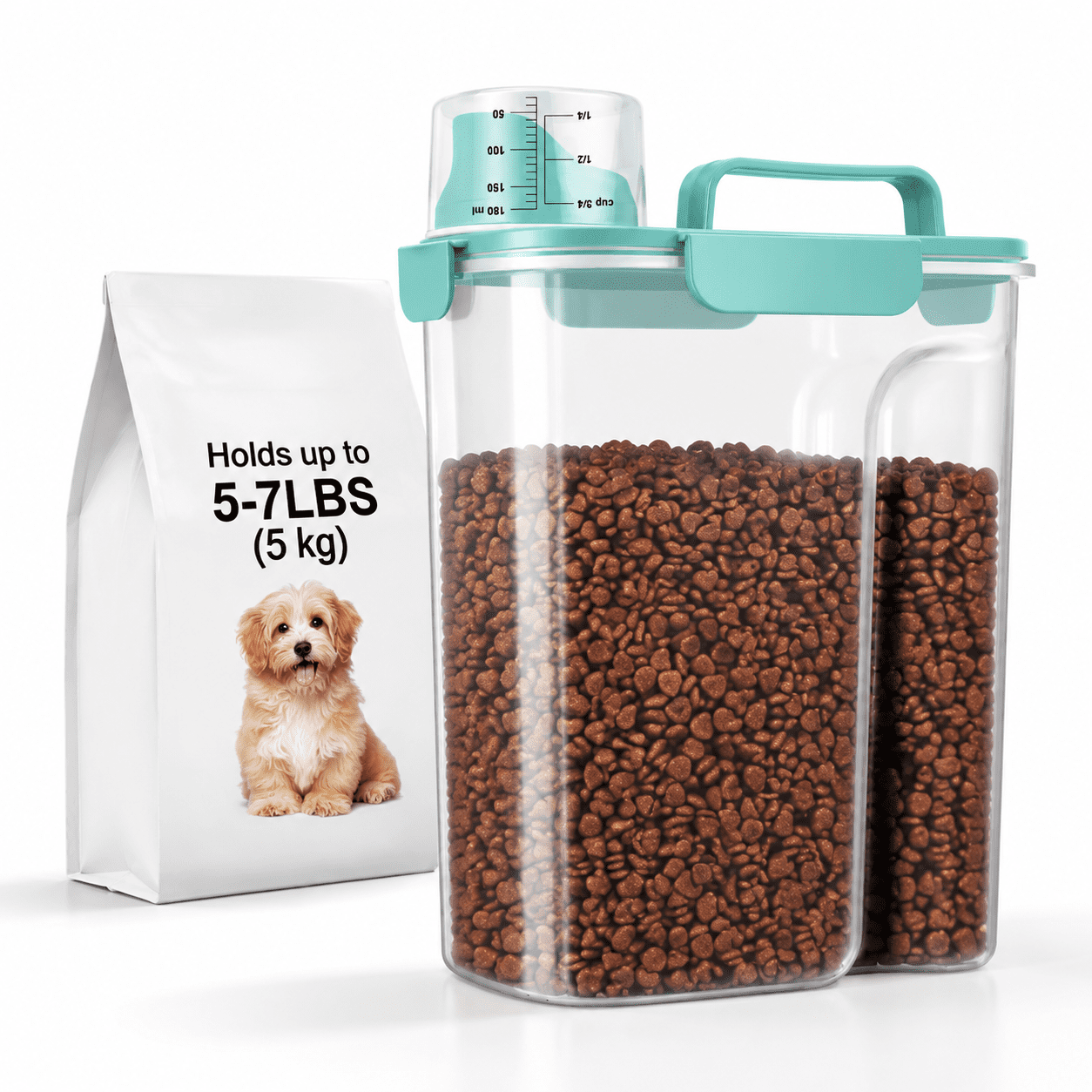 Elegant Blue 5L-1pack Storage Container Holds 5-7lbs Kibble Bird Seed Dry Goods