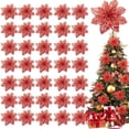 thumbnail image 1 of Paquete de 36 decoraciones de flores navideñas, adornos para árboles de Navidad, púas de flores de seda artificiales de 4" para decoración navideña, 1 of 6
