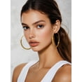 thumbnail image 3 of PROSTEEL Chunky Gold Plated Hoop Earrings for Women 60MM X-Large Hoops Jewelry Mother's Day Christmas Birthday Valentine Day Gifts for Mom Daughter Adults, 3 of 8