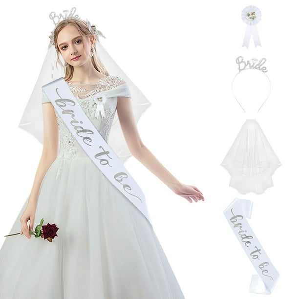 Kit Para Despedida De Soltera: Diadema, Banda, Velo, Insignia, Accesorios Para La Novia, Última Noche De Celebración, Festejos Prenupciales, Despedida De Soltera