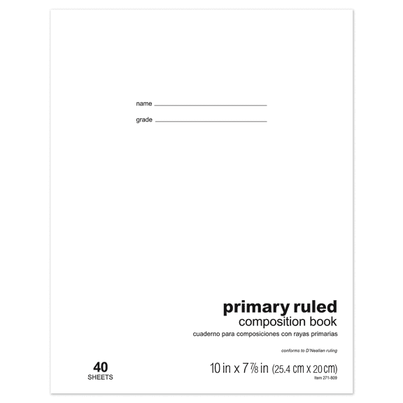 Office Depot Schoolmate Composition Book, 7 7/8in. x 10in., Primary Ruled, 40 Sheets, 4170722