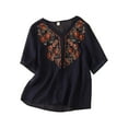 thumbnail image 4 of TRUBKH Linen Tunic Boho Tops for Women 2026 Roll Up Short Sleeve Cotton Linen Embroidered Tops Summer Collared Tops Short Sleeve Gauze Tops Red 3XL, 4 of 7