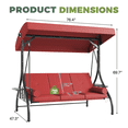 thumbnail image 5 of BaPiPro 3-Seat Metal Patio Swing with Adjustable Canopy, Cushions, Foldable Side Table, 2-in-1 Design for Patio, Garden, Porch, Red, 5 of 9