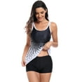 thumbnail image 6 of Women 2 Piece Tankini Sets Tummy Control Bathing Suit Backless Swimwear Dot Print U-Neck Sleeveless Camisole and Elastic Shorts Summer Slimming Swimsuit for Beachwear, 6 of 7