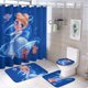 thumbnail image 1 of Juego de 4 cortinas de ducha de Cenicienta con alfombras antideslizantes, tapa de inodoro y alfombrilla de baño, cortina de ducha impermeable con decoración de dibujos animados para baño con 12, 1 of 8