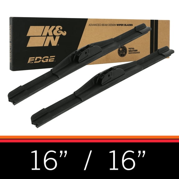 K&N EDGE Wiper Blades: All Weather Performance, Superior Windshield Contact, Streak-Free Wipe Technology: 16"/16" (Pack of 2)