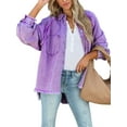 thumbnail image 4 of Arvbitana Women Teen Girls Spring Fall Casual Coat Solid Color Denim Jacket Long Sleeve Tassel Pullover Loose Casual Cardigan Streetwear with Pockets, 4 of 9