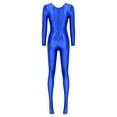 thumbnail image 7 of YONGHS Womens Glossy Spandex Full Bodysuit Costume Dance Zentai Unitard Long Sleeve Jumpsuit Blue M, 7 of 7