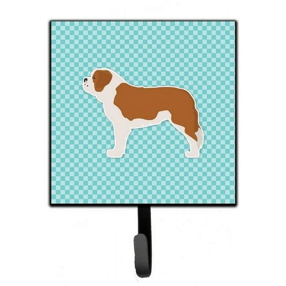 Carolines Treasures BB3776SH4 Saint Bernard Checkerboard Blue Leash or Key Holder