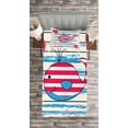 thumbnail image 3 of Ambesonne Cartoon Quilted Bedspread Set 2 Pcs, Fish Sailor Marine Sea, Twin Size, Cream Red Blue, 3 of 3